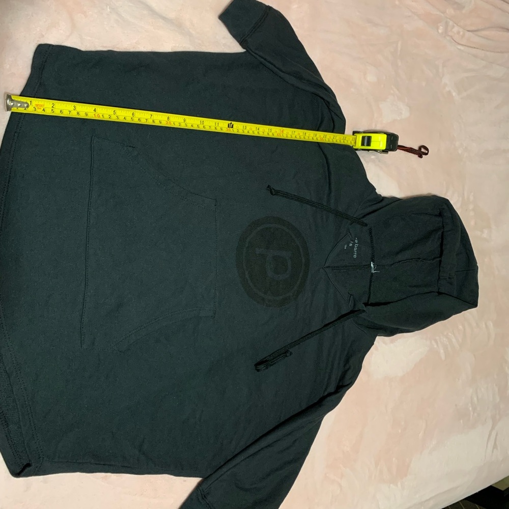 Black Hooded Sweatshirt with Circle p logo.